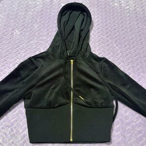Windsor Velour Black Cropped Hoodie